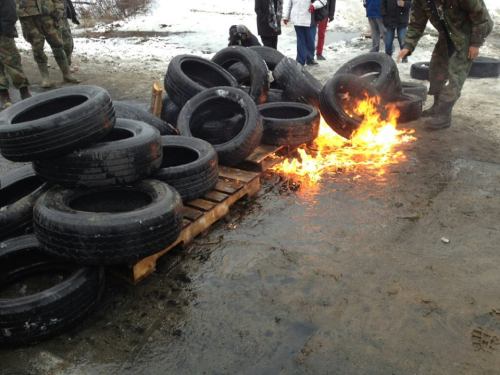 Establishing another tire fire blockade on Dec 4, 2013.