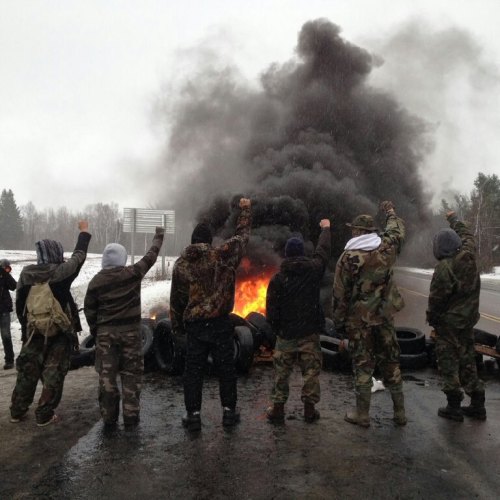 Mi'kmaq warriors on Hwy 11, Dec 4, 2013.