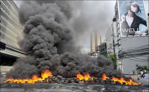 If you think the Mi'kmaq tire fires are bad, check out this massive one set by Red Shirts in Thailand, 2010.