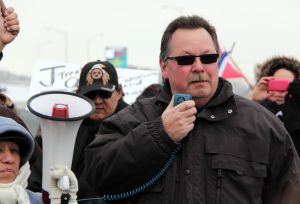 Ron Plain speaking during a rally.