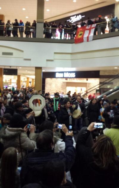 INM anniversary rally in Winnipeg, Dec 21, 2013; solidarity rallies with the Mi'kmaq saw a fraction of this number in the streets.