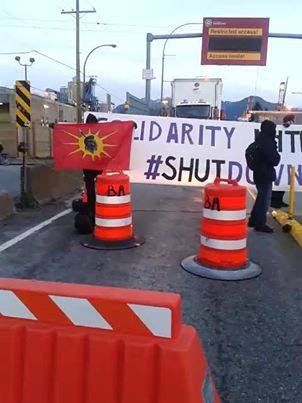 Blockade of Port of Vancouver main entrance in Vancouver, BC, Dec 2, 2013.
