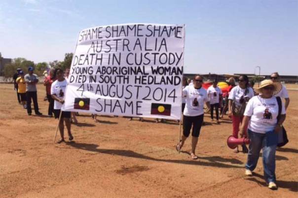 Over 80 people marched through South Hedland demanding an inquiry into Ms Dhu's death. 
